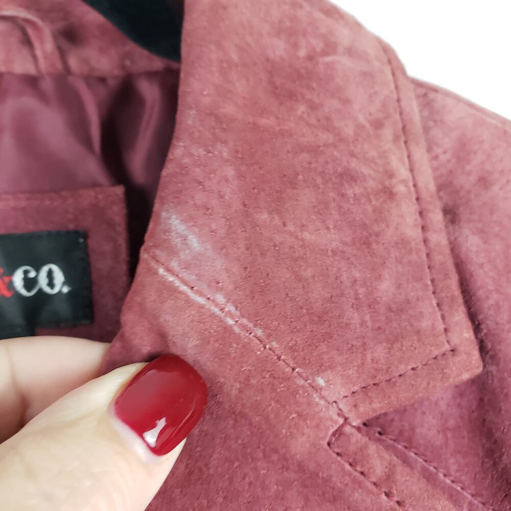 Style & Co Women's 14 Suede Leather Jacket Rusty Red Distressed‎ Western Boho - Picture 4 of 8